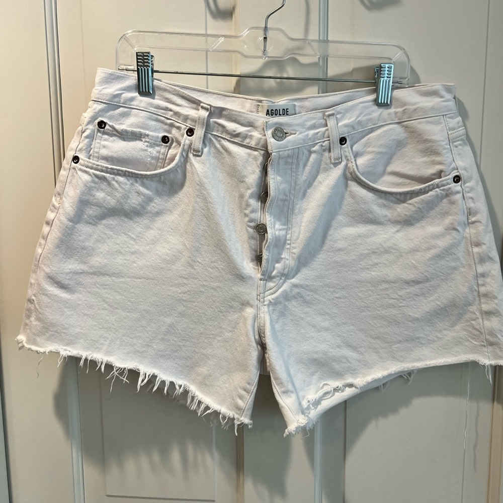AGOLDE Women's White Denim Shorts